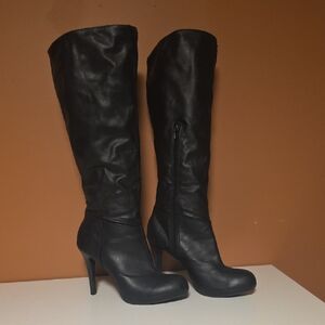 Black Knee-High Leather Boots
